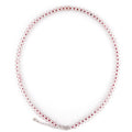 Natural Rose Quartz disc beads choker necklace with crimson garnet spacers in S925 sterling silver
