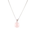 Natural Rose Quartz oval cabochon pendant necklace in S925 sterling silver box chain
